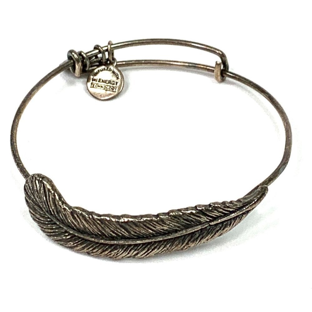 Alex and Ani Feather Charm Bracelet Silver Finish - Expands 2"- 3.5"